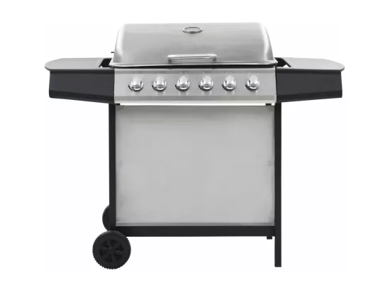 Barbecue au gaz avec 6 zones de cuisson Inox Argenté