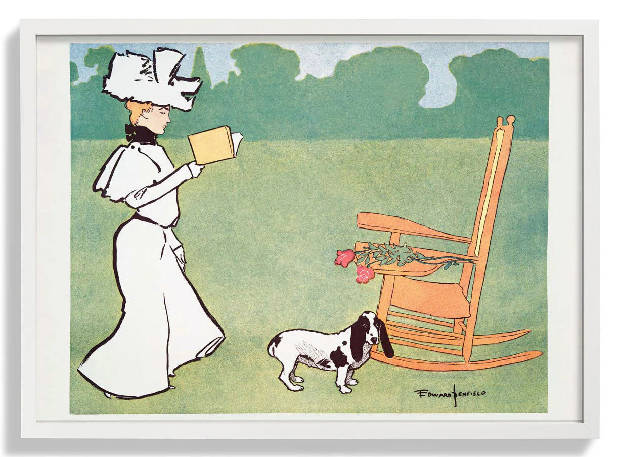 Frau liest im Garten von Edward Penfield