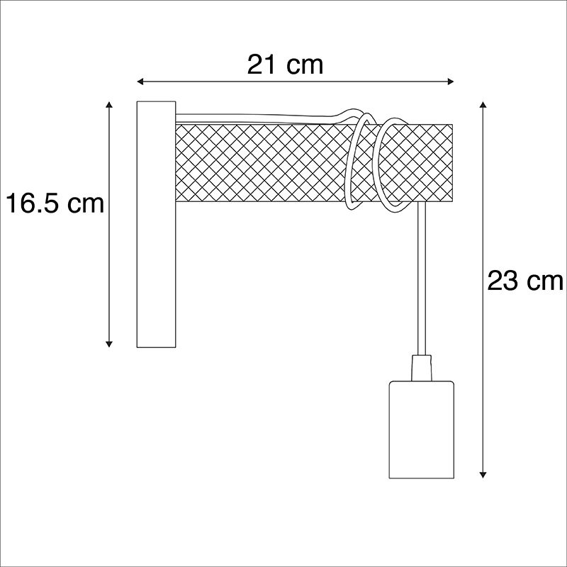 Industriële wandlamp zwart met hout - Gallow