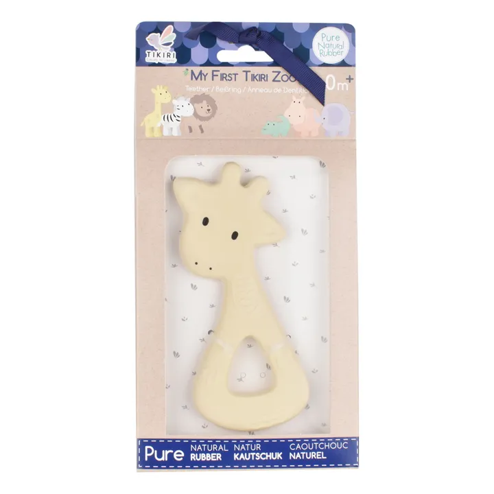 Tikiri Anneau de dentition Girafe en caoutchouc naturel | Ecru