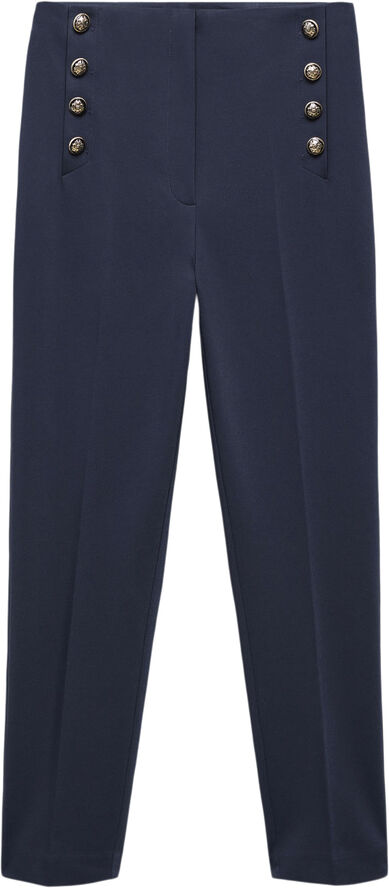 MANGO Cropped button trousers Navy