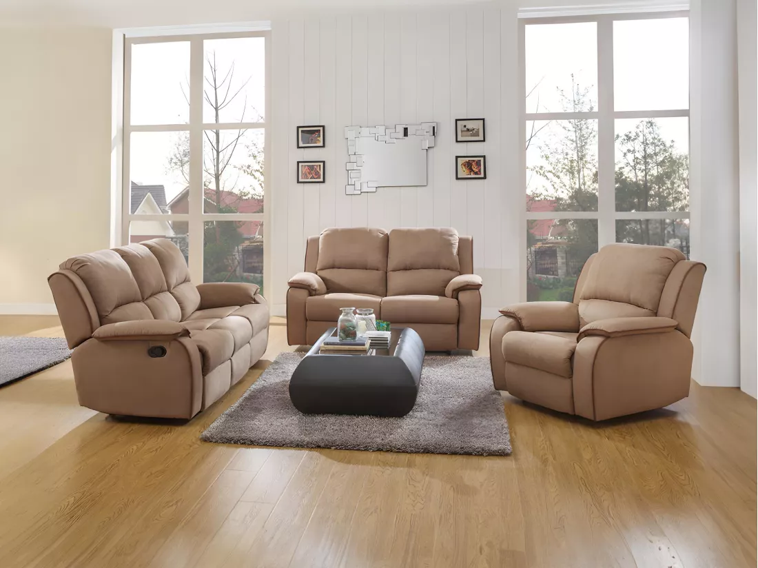 Canapé 3 places relax en microfibre HERNANI - Taupe