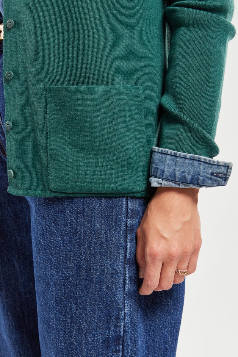 Cardigan col V - laine et acrylique