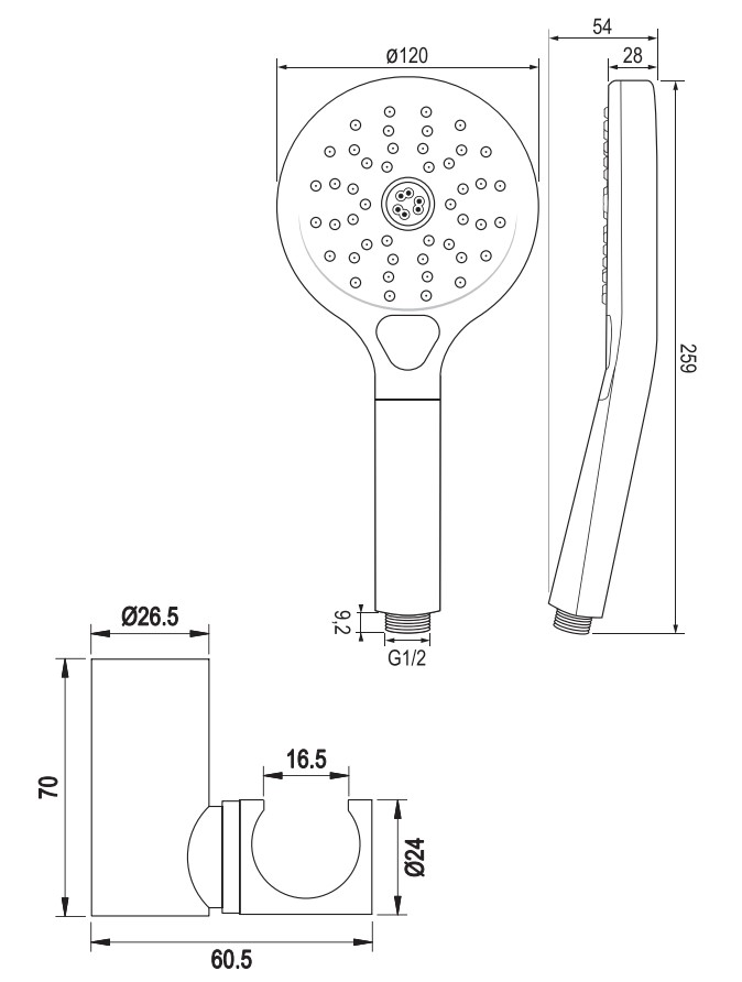 Brauer Chrome Carving thermostatische badkraan met wandhouder en 3 standen handdouche chroom