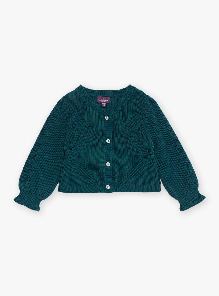 Cardigan vert émeraude en tricot fantaisie