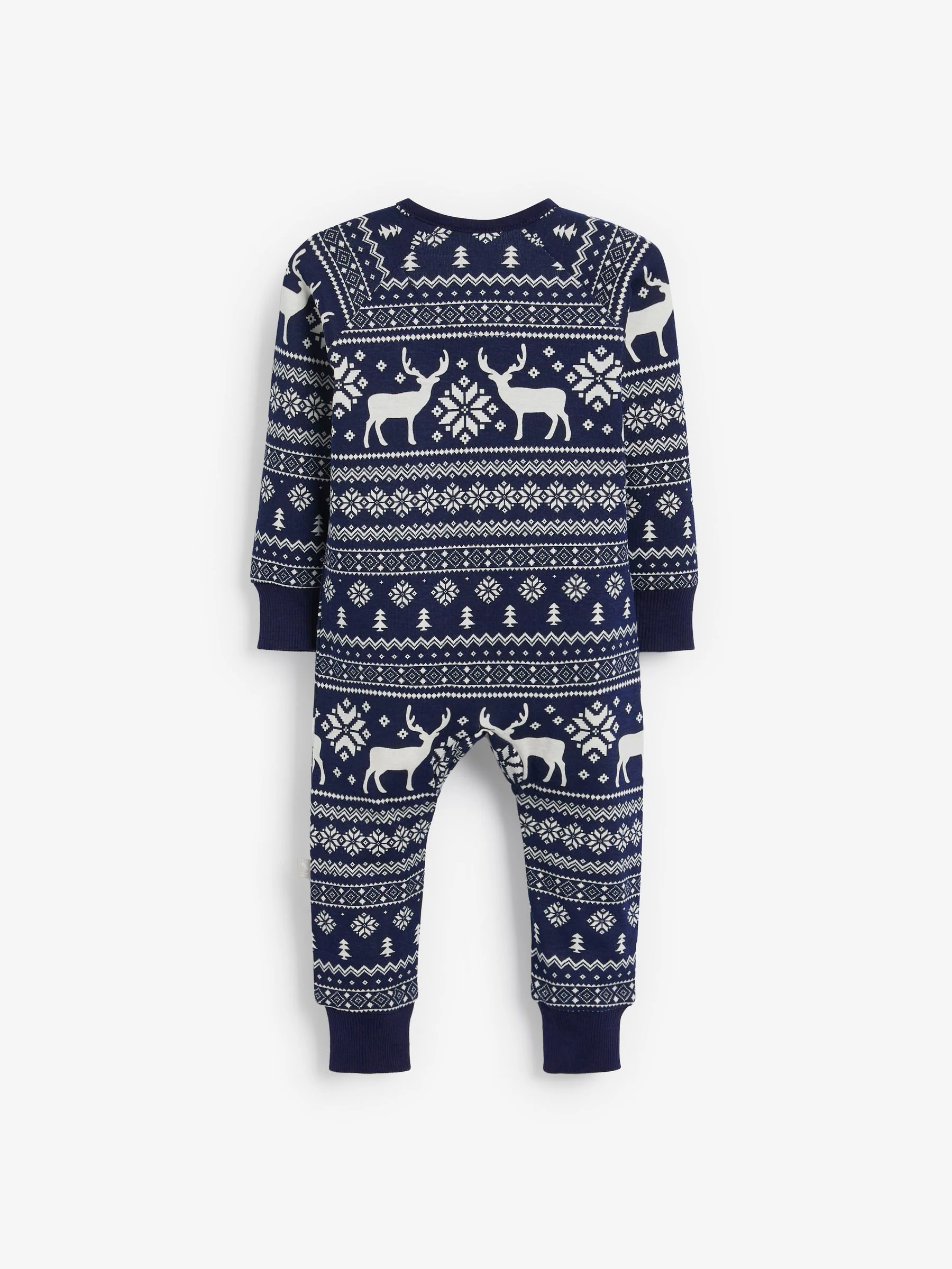 Blauw - The Little Tailor - Baby-onesie van 100% katoen met rendier - kerst - fair isle-patroon