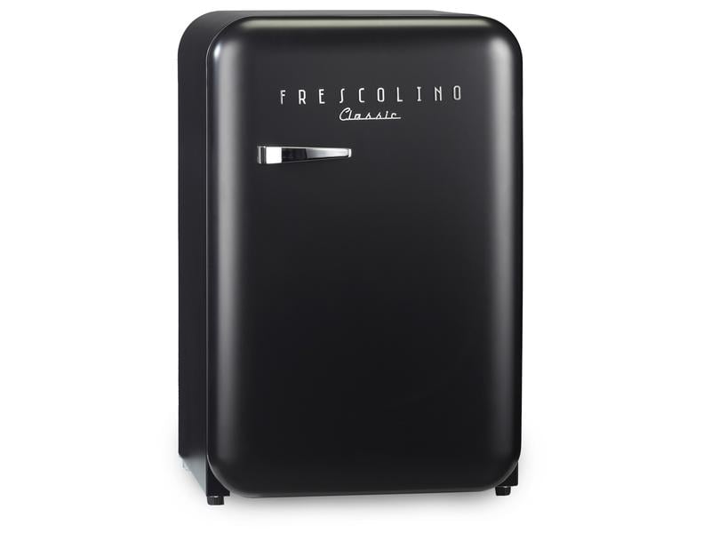 Trisa Kühlschrank Frescolino Classic 107 Schwarz Kompakter Kühlschrank mit Gefrierfach in Retro Design