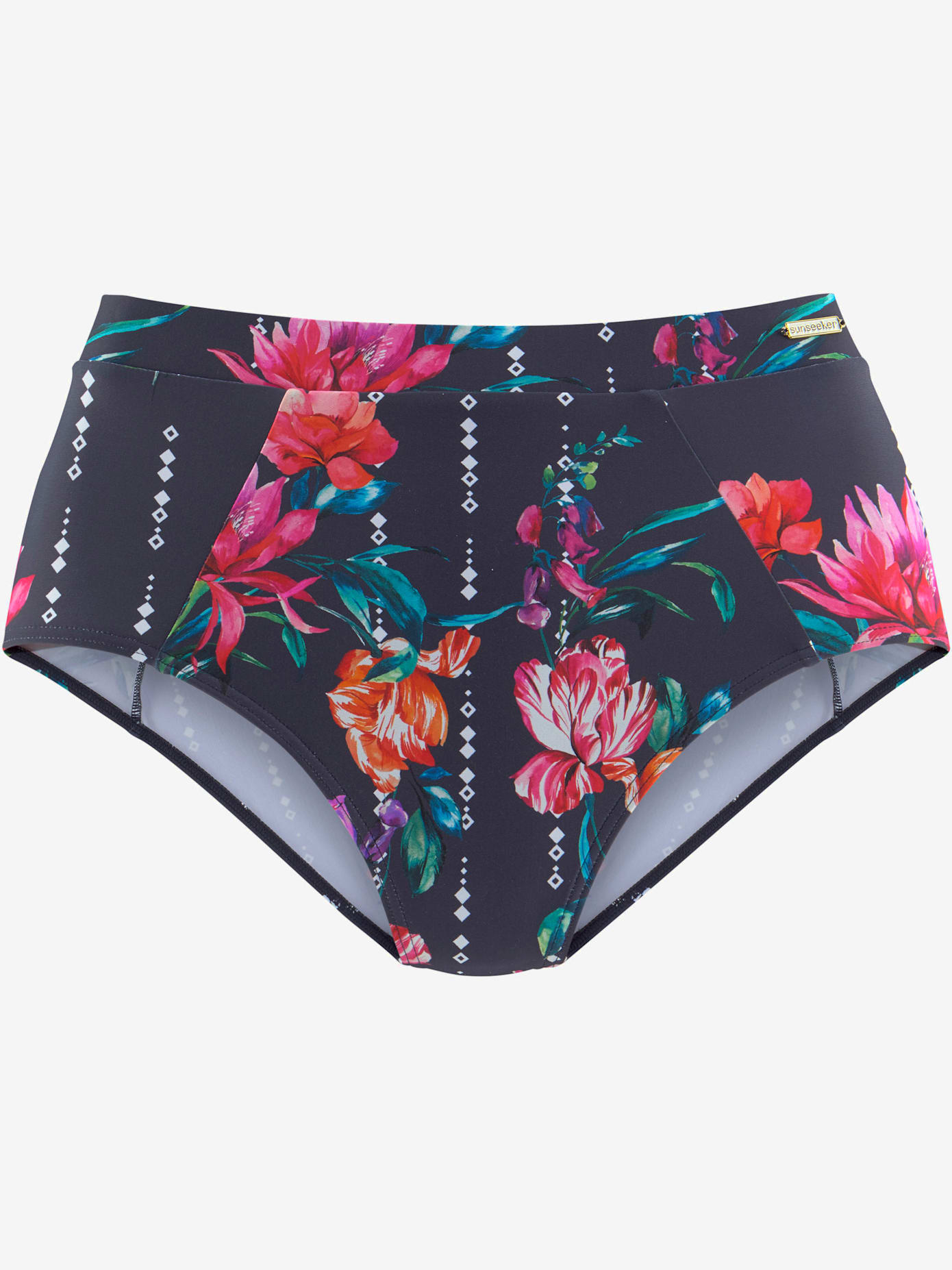 Bas de maillot de bain taille haute imprimé floral moderne