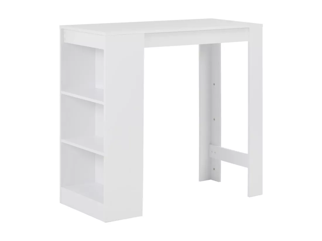Table de bar avec étagère Blanc 110x50x103 cm