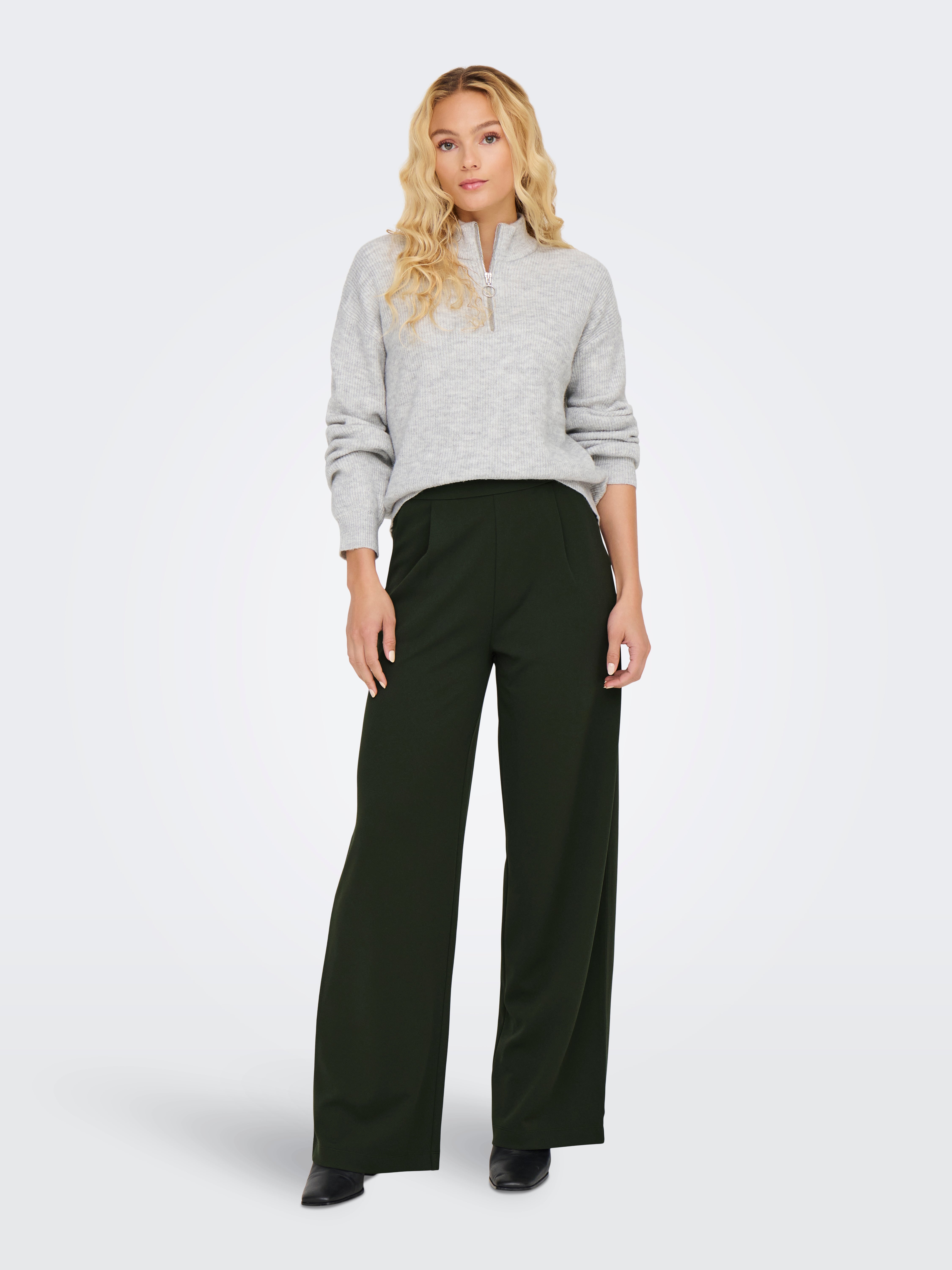 JDYGEGGO Hohe Taille Normal geschnitten Klassische Hose Peat