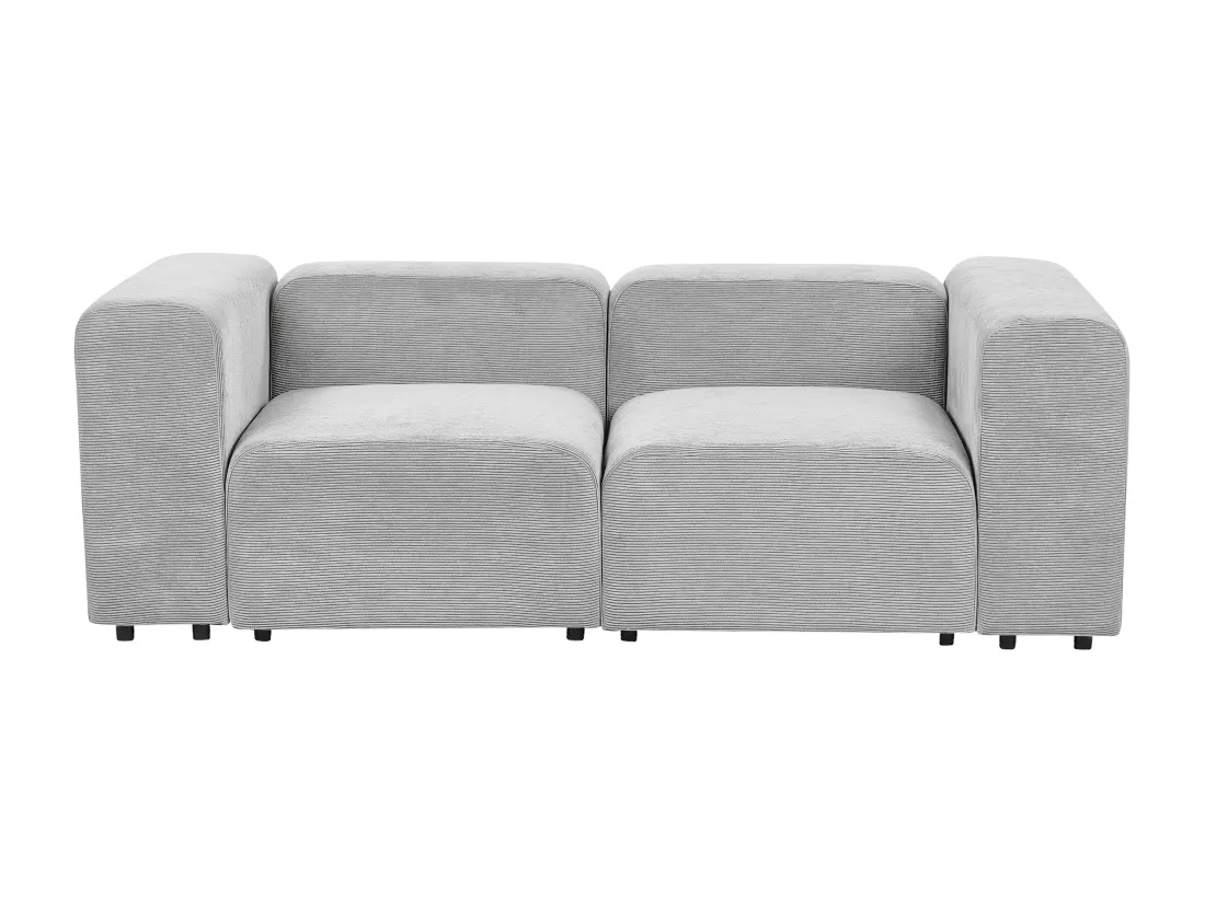 Canapé 2 places modulable avec ottoman en velours côtelé gris FALSTERBO
