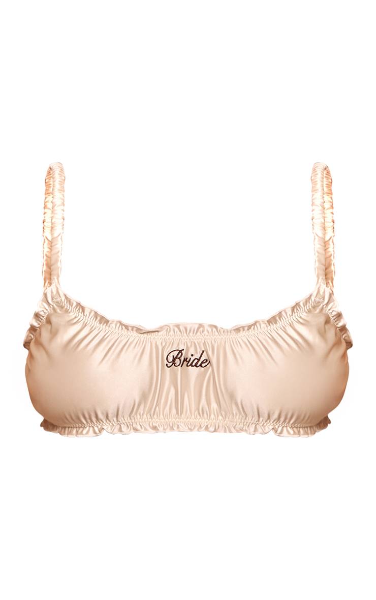 Ivoire Bralette En Satin À Volants Brodé Bride