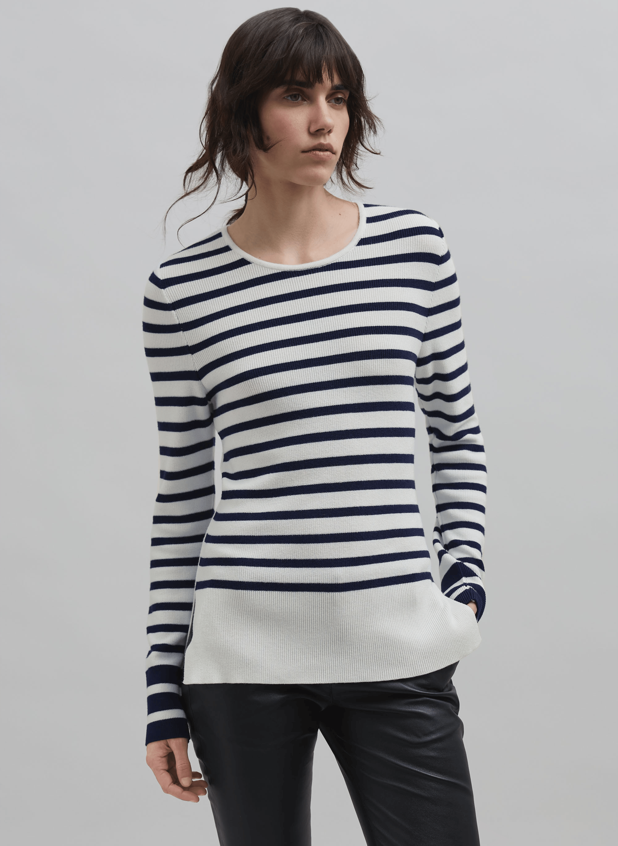 Pull marinière tricot avec badge | Bleu