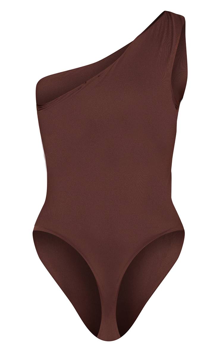 Chocolat Body Moulant Asymétrique À Une Épaule Petite Avec Ensemble Coordonné