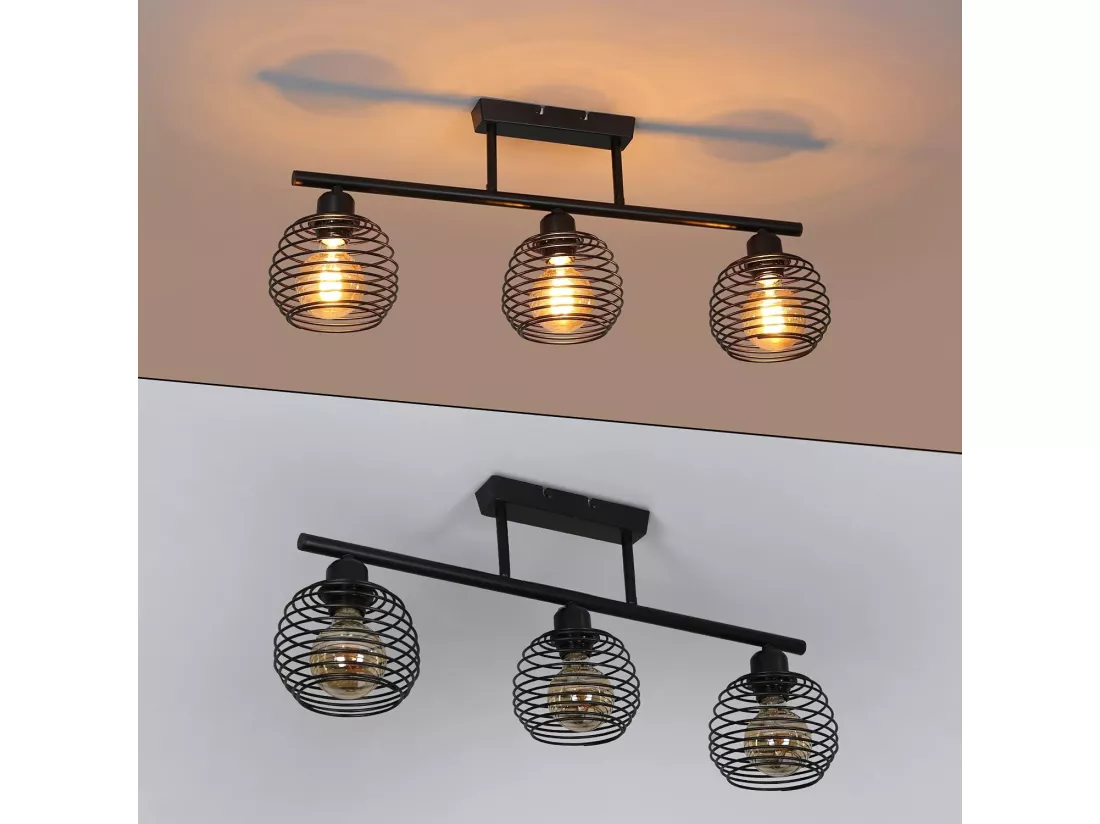 NETTLIFE Plafonnier Vintage Rétro 25W E27 Lampe Industrielle Lampe Design Noire pour Salon Chambre Cuisine Salle à Manger Salle d'étude Table à Manger