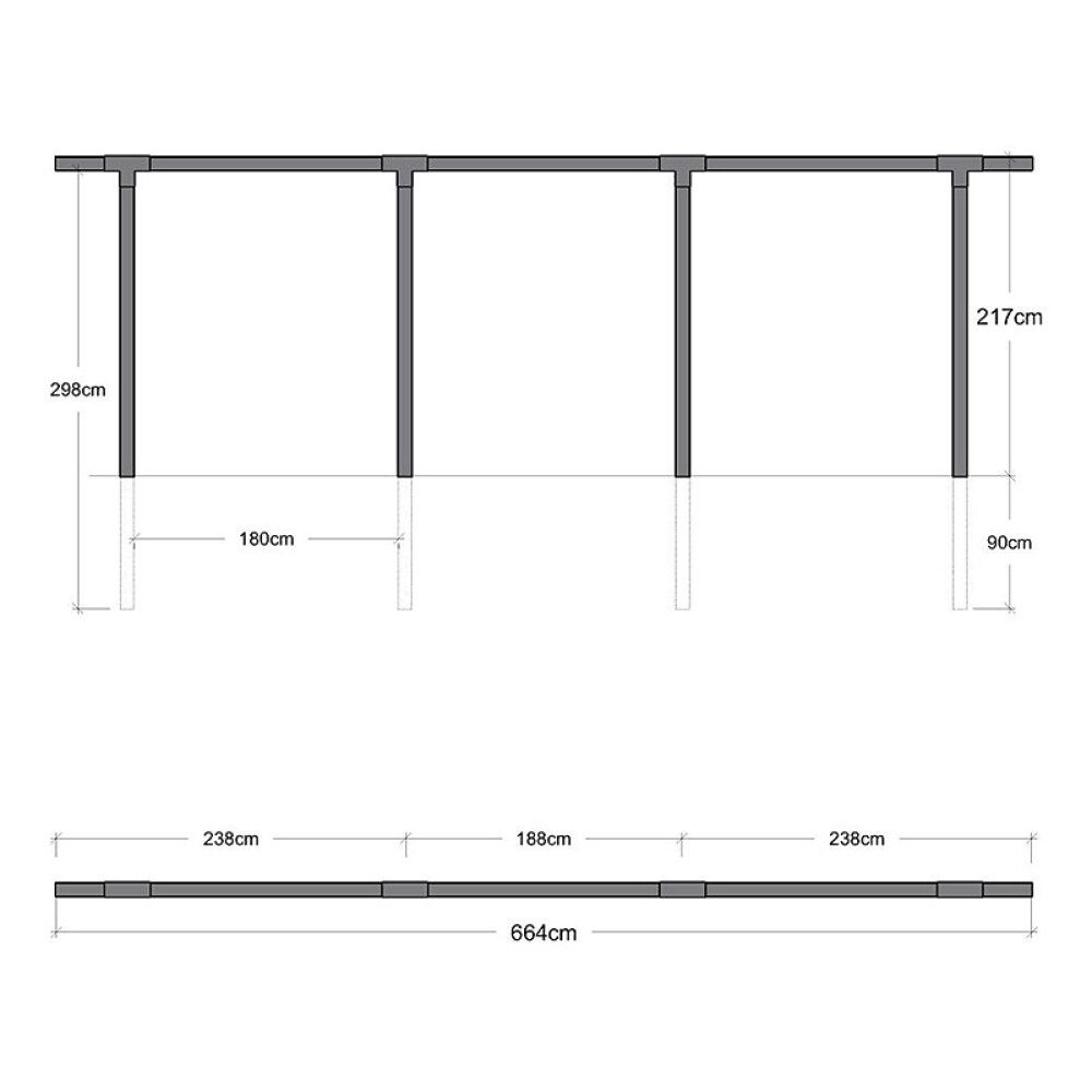 PERGOLA PLUS CUBIC ENKEL 3 MODULER SVART
