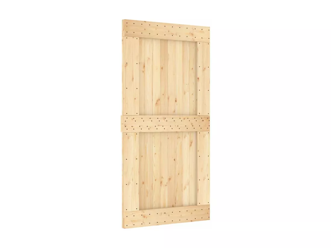 Porte coulissante et kit de quincaillerie 100x210 cm pin massif