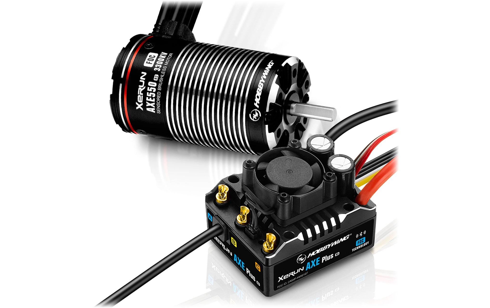 Brushless-Antriebsset AXE Plus R3 Combo 3300 kV 2-6S<br>Brushless FOC Sensored ESC für Rock Crawler im Massstab 1:10