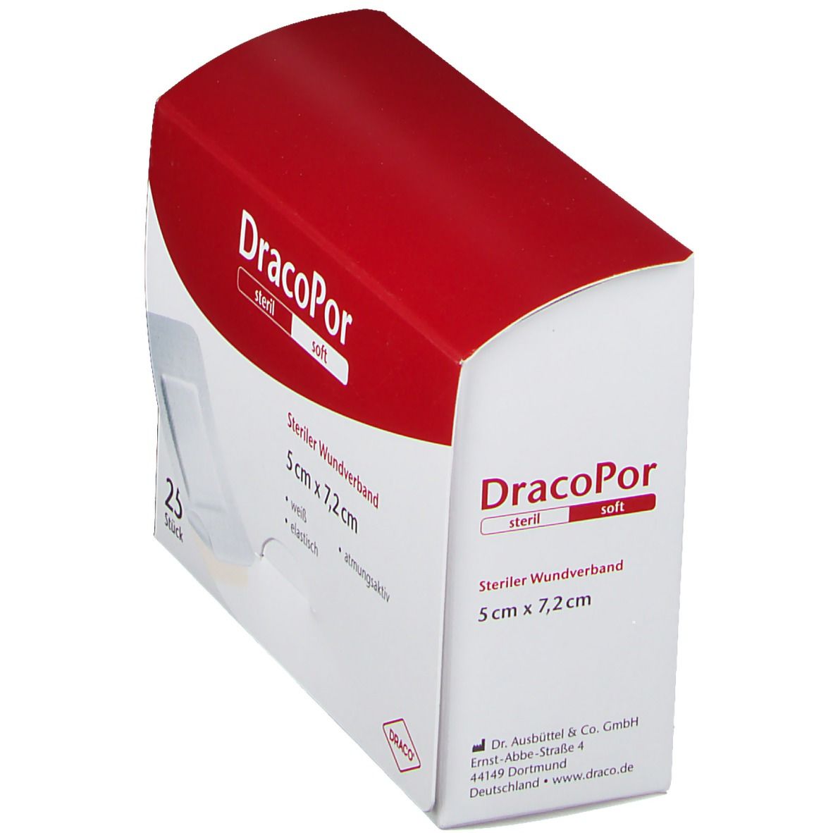 DracoPor Wundverband Soft weiß steril  7,2 x 5 cm