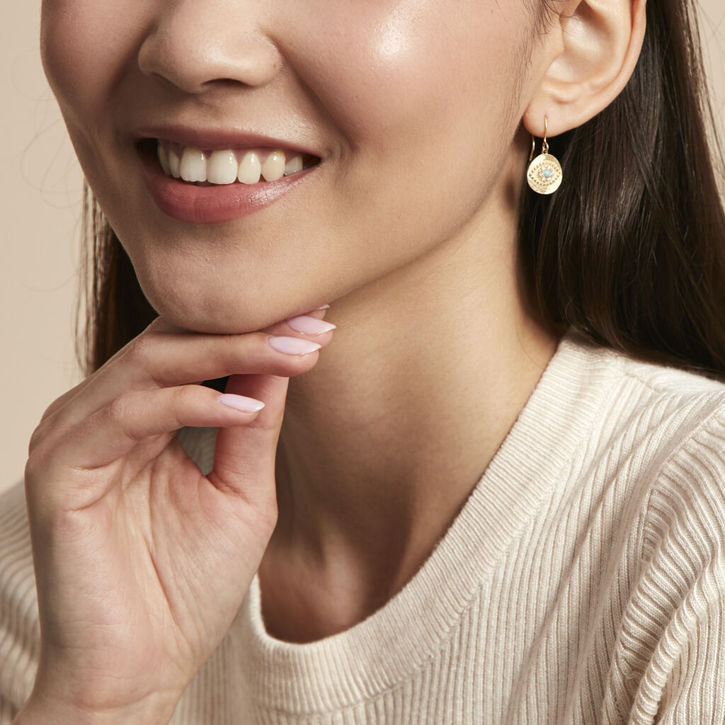 Boucles D'oreilles Pendantes Firmine Or Jaune Oxyde De Zirconium