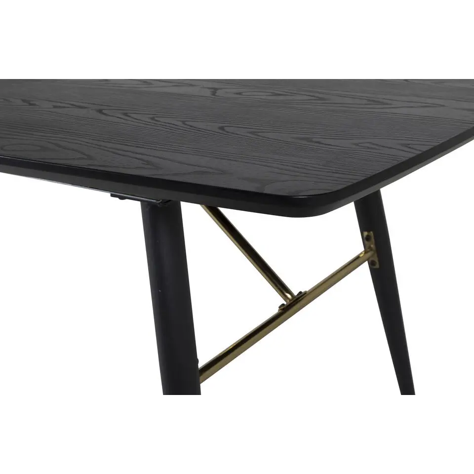 Eettafel Zwart Hout Uitschuifbaar - 220x85x75cm - Gold