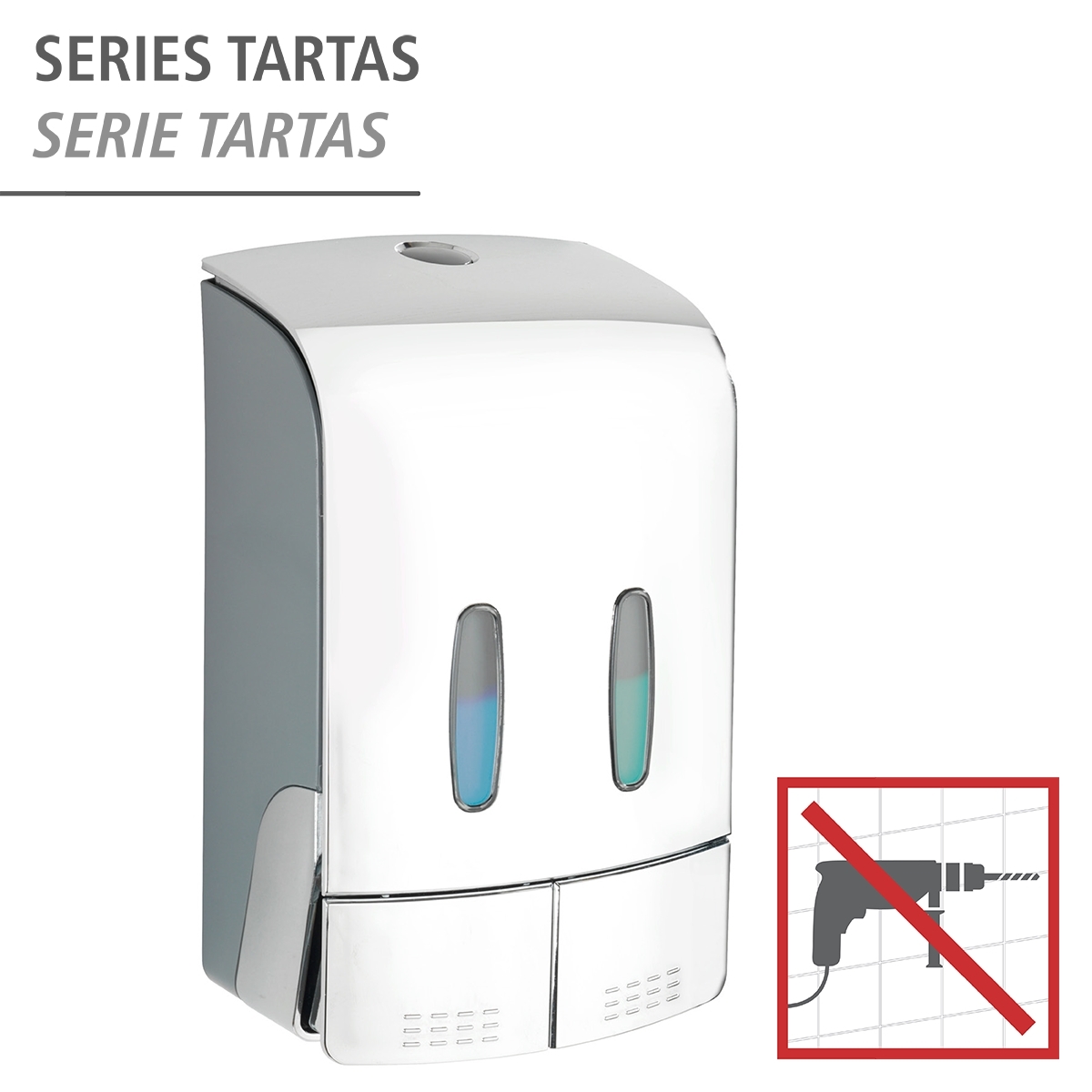 Wenko Tartas desinfectie & zeep wanddispenser 2x480 ml kunststof chroom