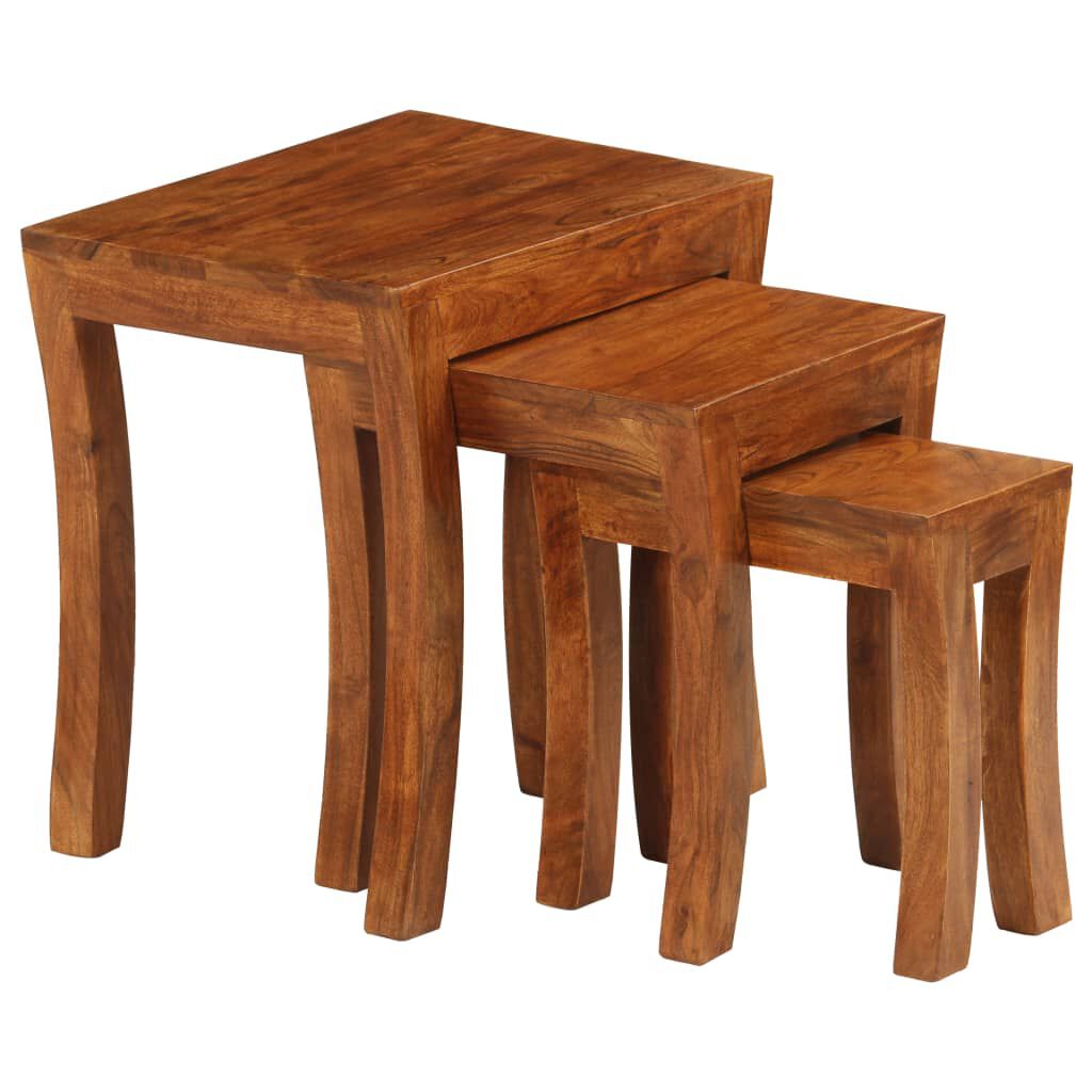 vidaXL 3-delige tafel stapelbaar acaciahout 50x35x50 cm bruin