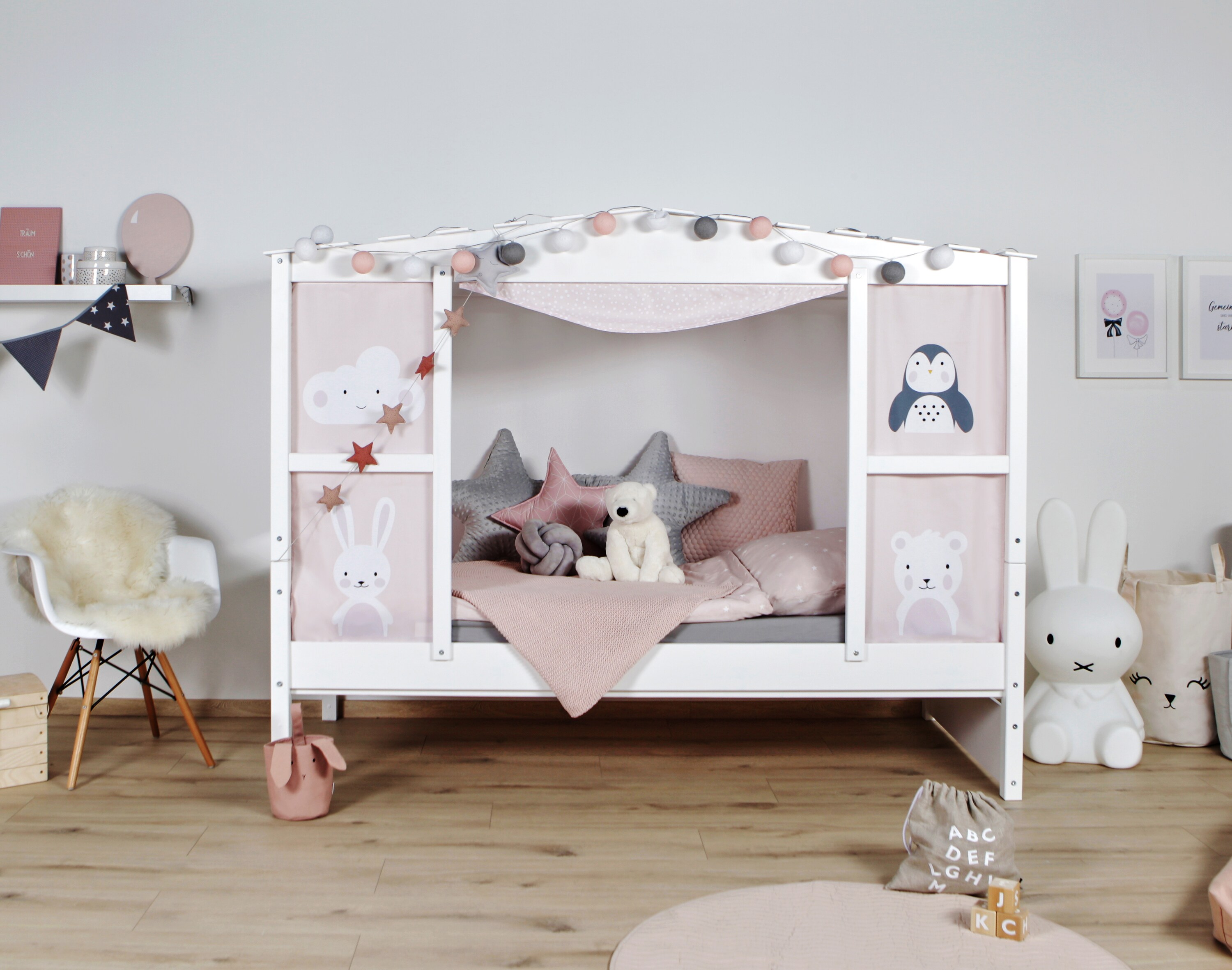TiCAA Hausbett mit Bettkasten 