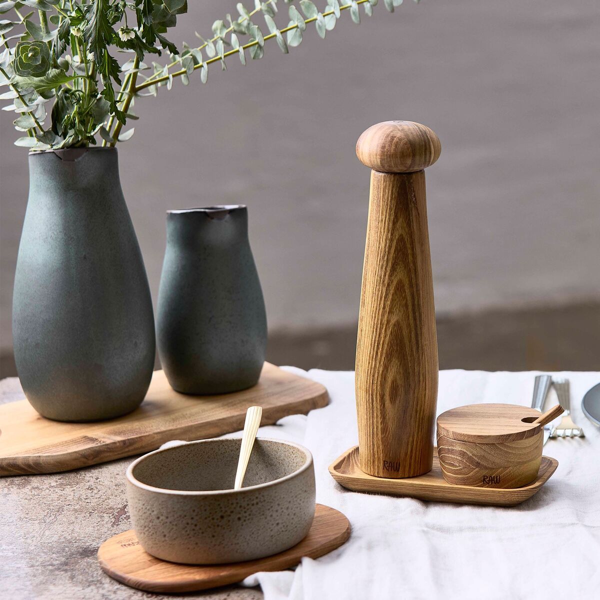 RAW kvernsett tall, teak