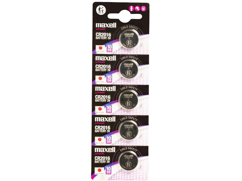 Maxell Europe LTD. Knopfzelle CR2016 , 5 Stück Typ CR2016, 5 Stück