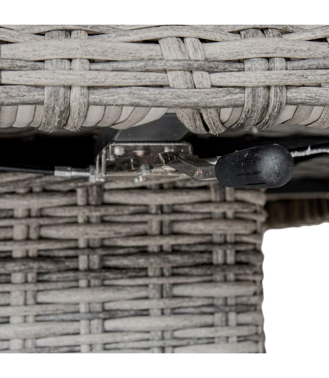 Table relevable de jardin en résine tressée Moorea - L. 150 x H. 45 cm - Gris ombre
