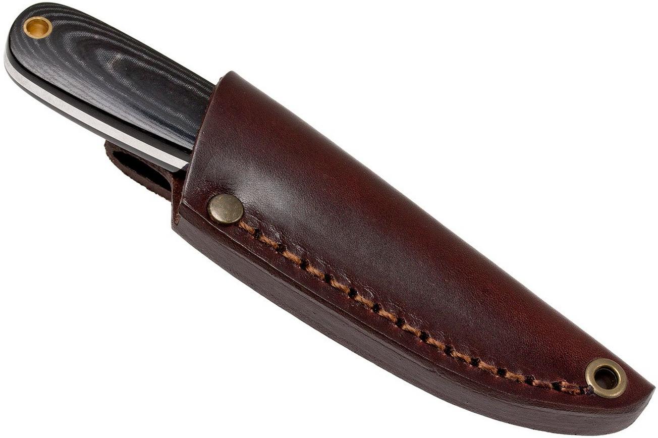 Brisa Necker 70, zwart micarta, lederen sheath 9803