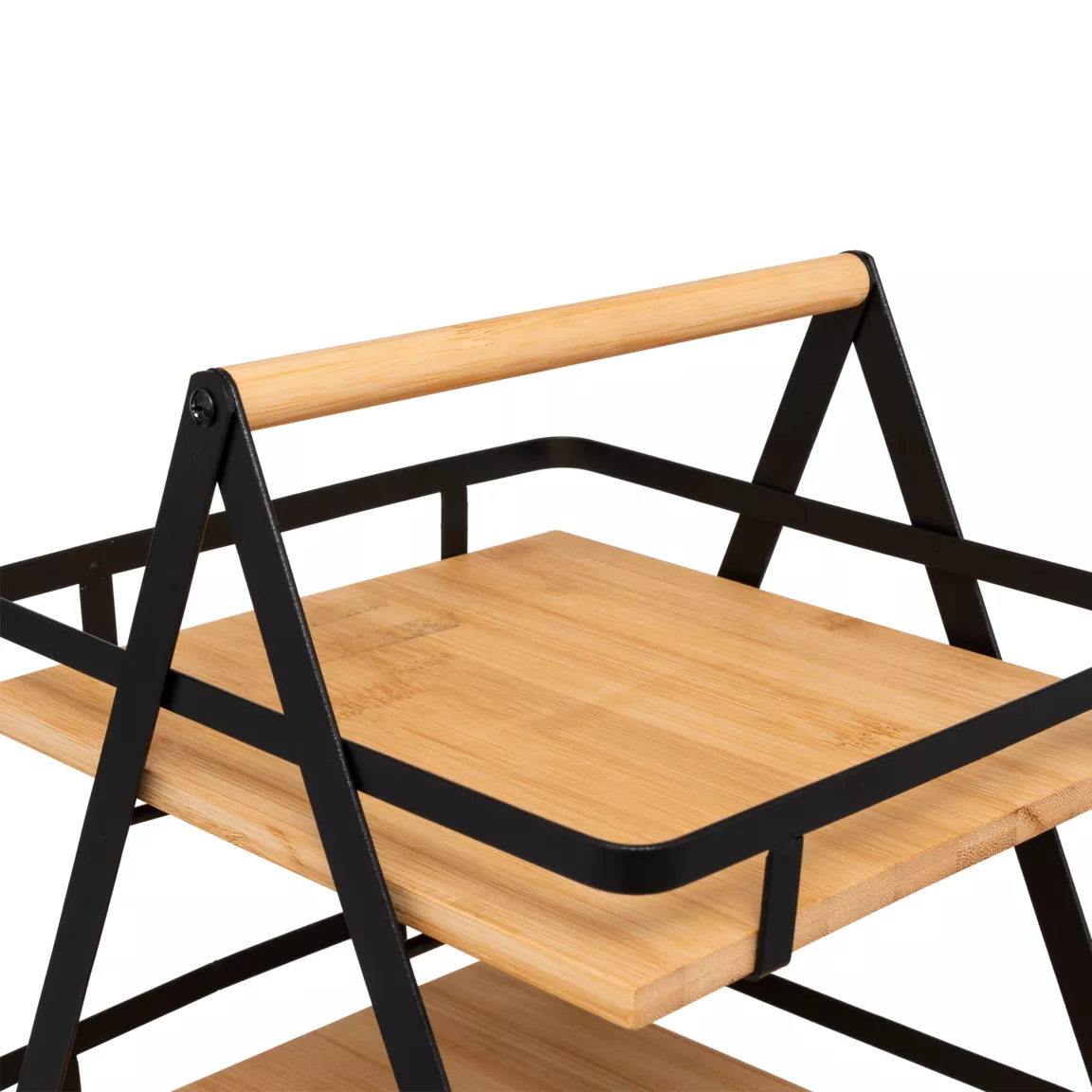 Etagère cuisine transportable en bois 2 niveaux avec anse (H29 cm) Ordera Noir