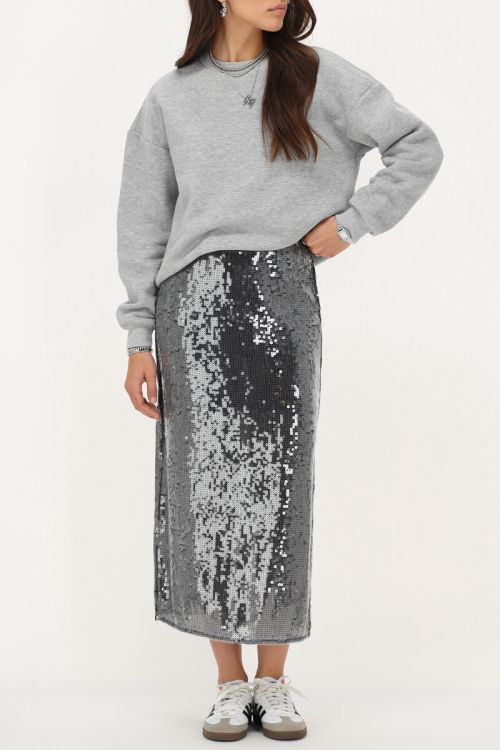 Zwarte midi rok met pailletten