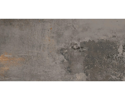 Porseleinen terrastegel Metallic Steel Black gerectificeerde rand 120 x 60 x 2 cm