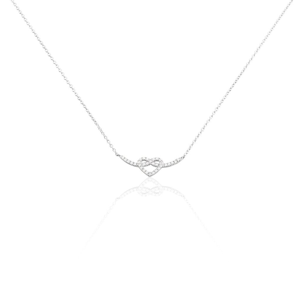 Collier Argent Blanc Icovellauna Oxydes De Zirconium Serti Griffes