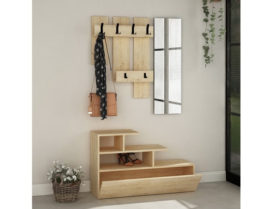 TOILINUX - Porte manteau avec banc design vesti - l. 100 x h. 61 cm - m...