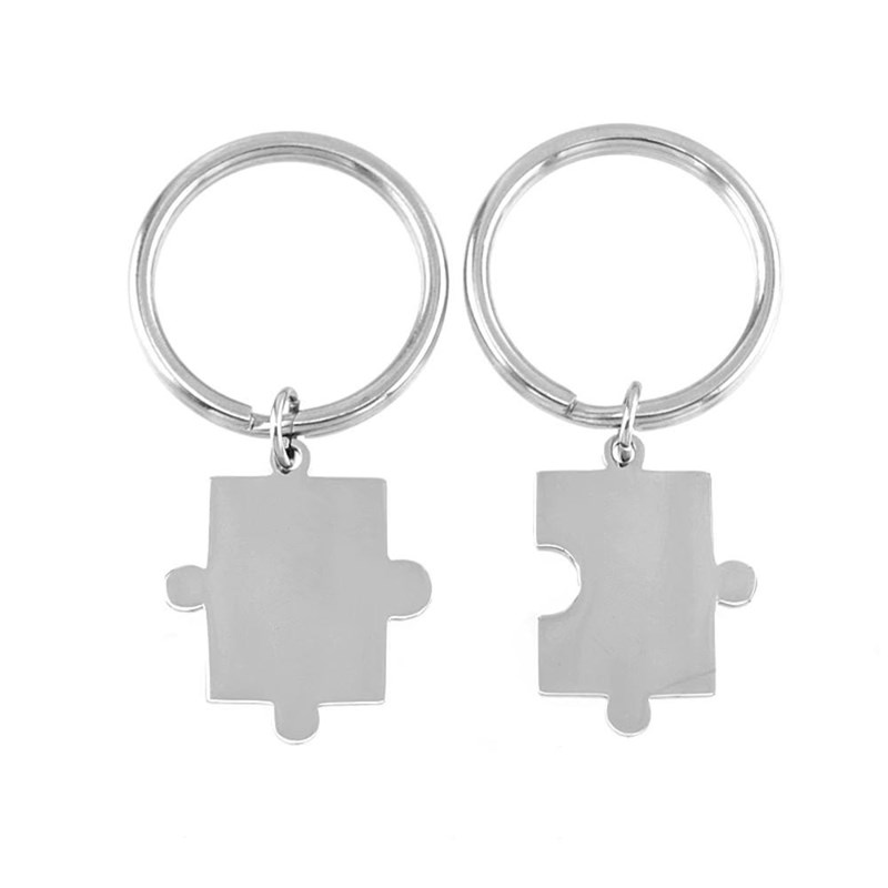 Porte-clés puzzle lot de 2 amitié couple acier