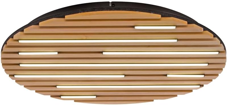 Paul Neuhaus LED Deckenleuchte smarthome Akustik Paneel Echtholzfurnier Eiche natur, Fernbedienung CCT warmweiß – kaltweiß (60cm rund)