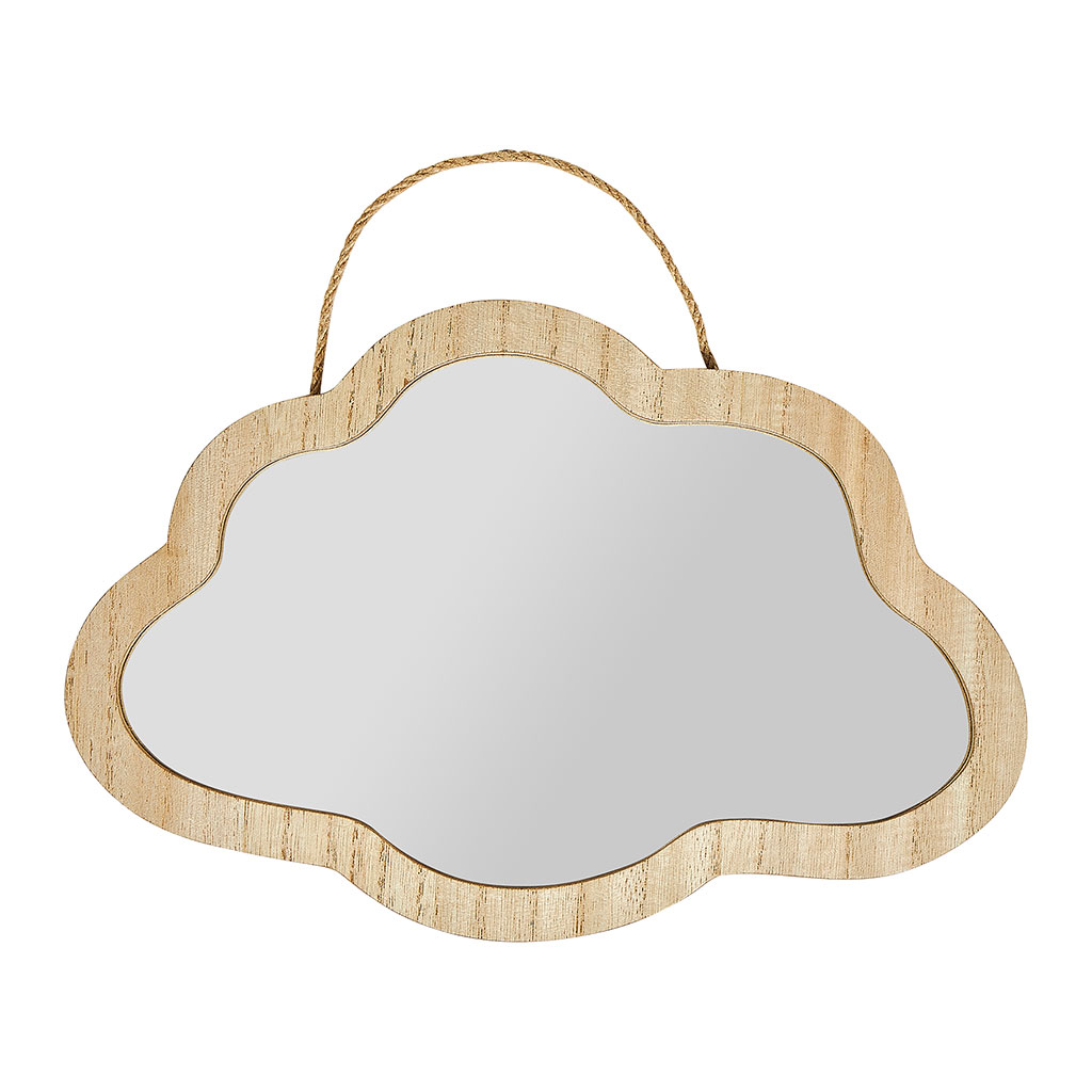 Miroir à suspendre nuage bois 36x20cm