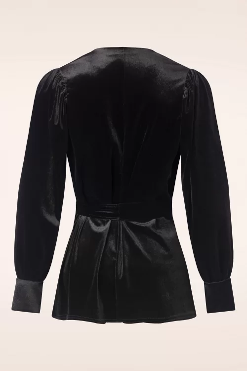 Vintage Chic for Topvintage Victoria Velvet vest top in zwart