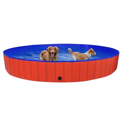 Piscina para cães vermelha e azul