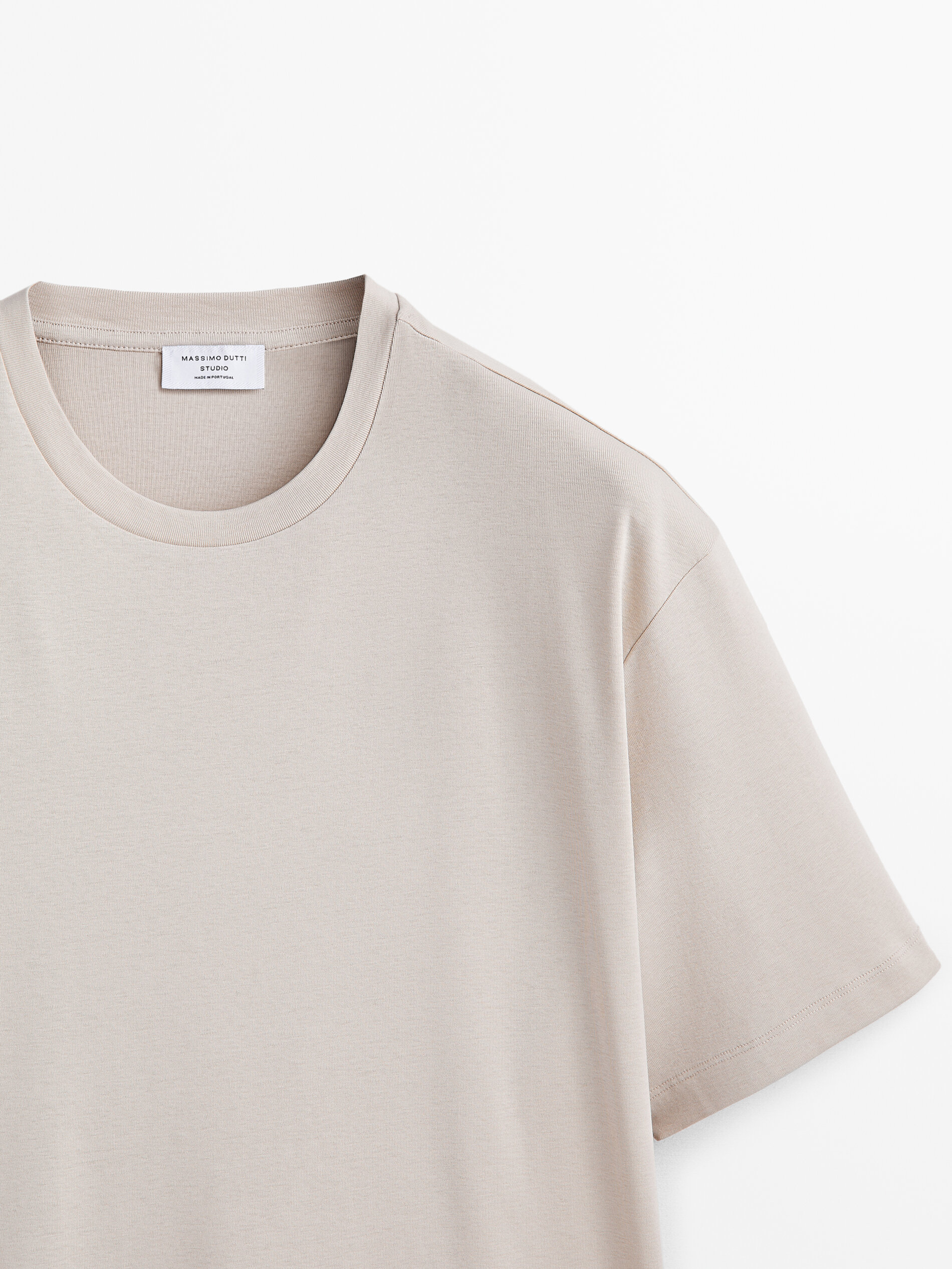Camiseta de manga curta em algodão com modelagem relaxada - Studio - CLEAR SAND