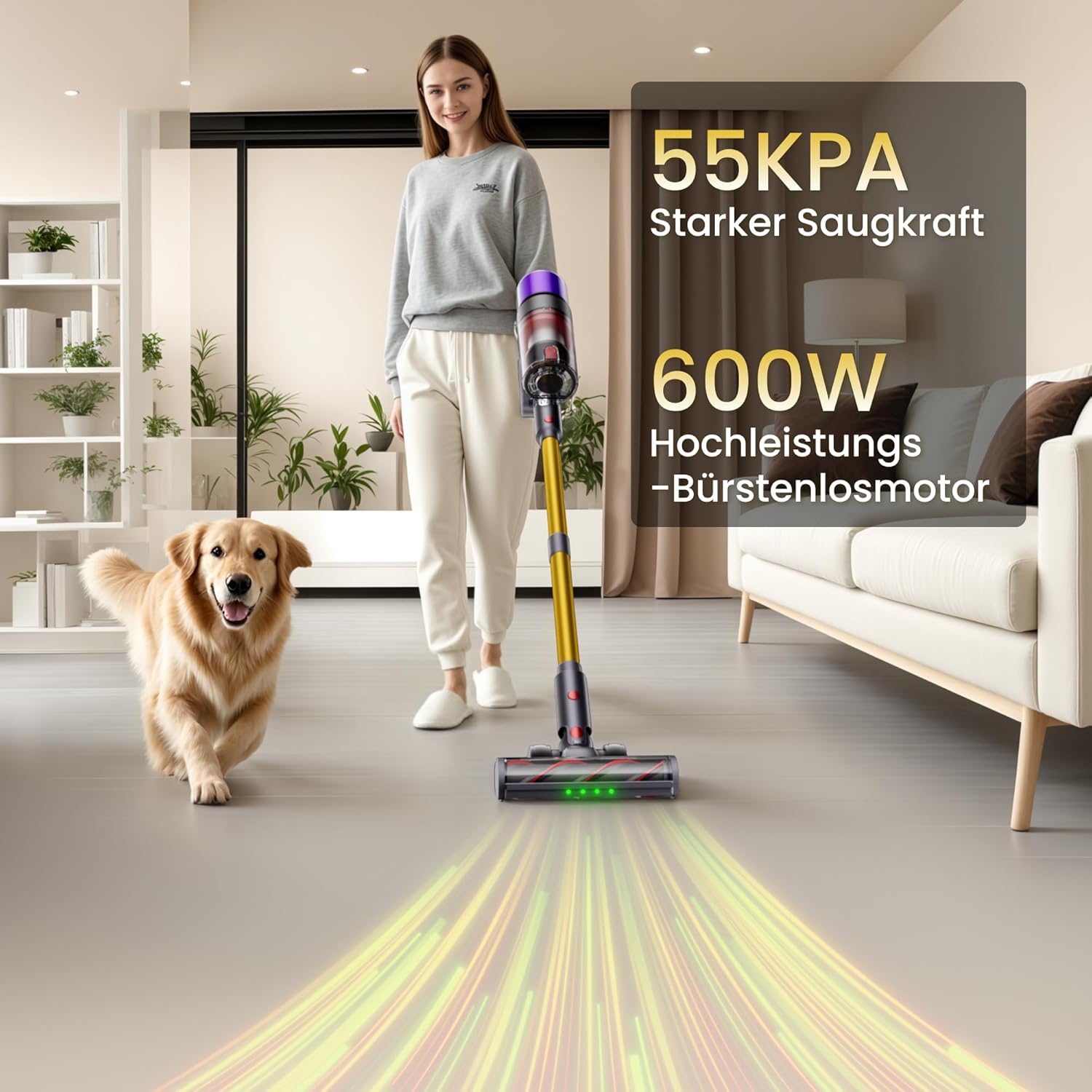 X7 Akku Staubsauger 55Kpa/600W/80Min, Staubsauger Kabellos mit LED Display, Akkustaubsauger Selbstladender, Anti-Tangle-Bürste, Automatikmodus für Teppich Tierhaare Hartböden