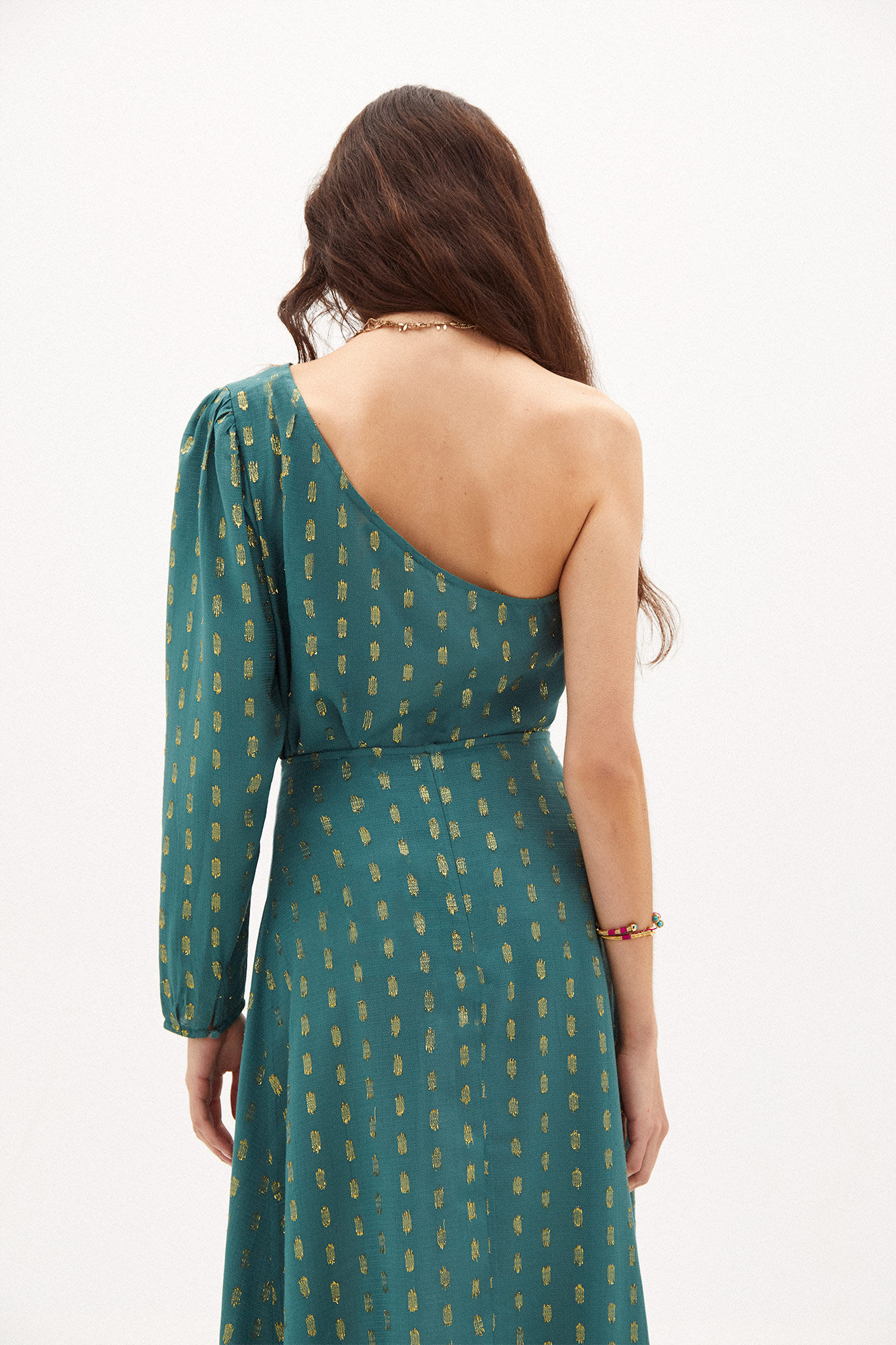 Top assimétrico Carina com lurex - Verde