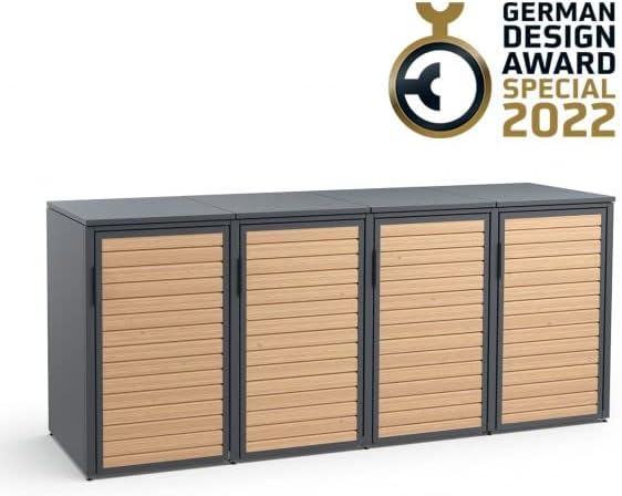 Forst - 4er Mülltonnenbox - Mülltonnenverkleidung mit Flachdach - Mülleimerunterstand 240L - Holzelemente