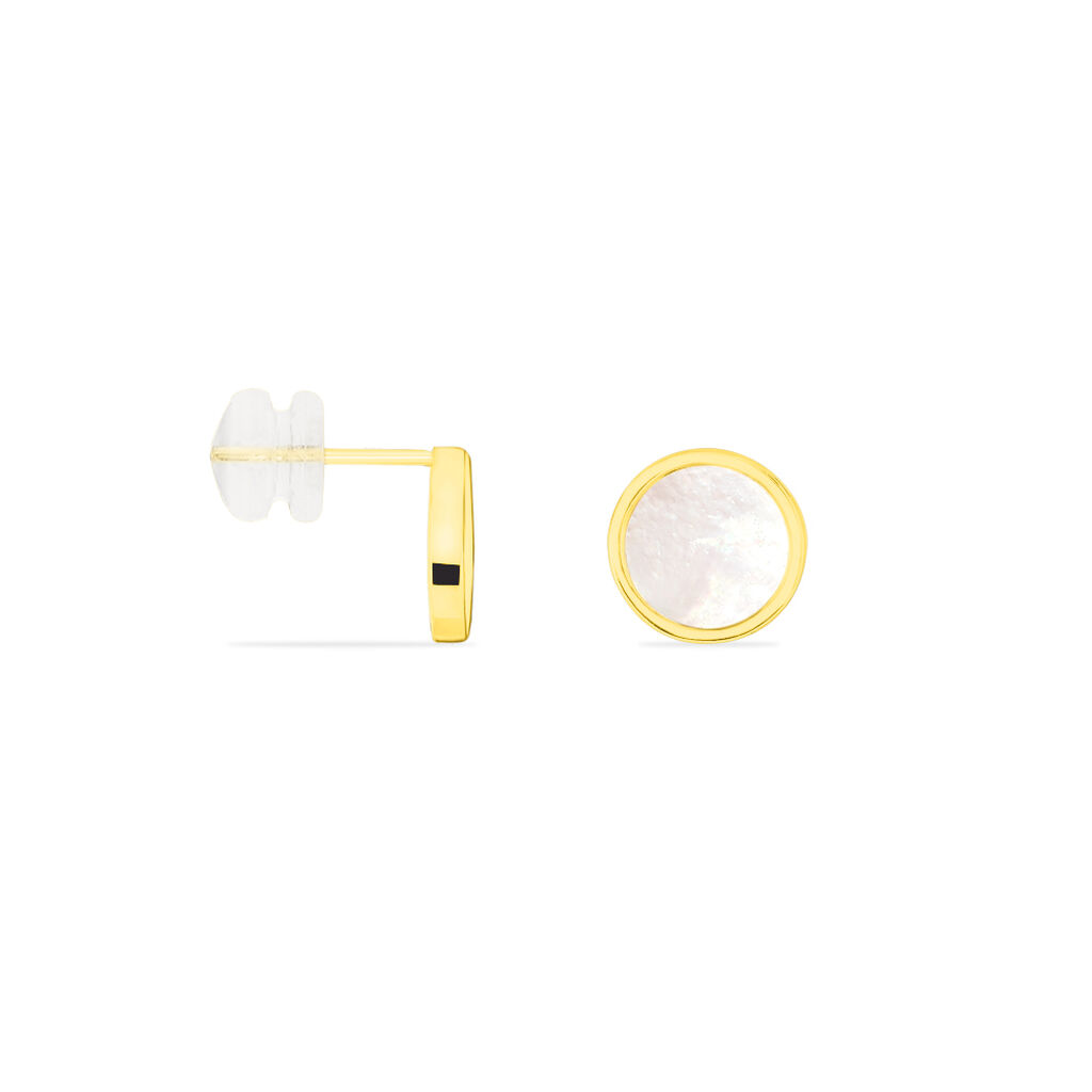 Boucles D'oreilles Puces Joana Or Jaune Nacre