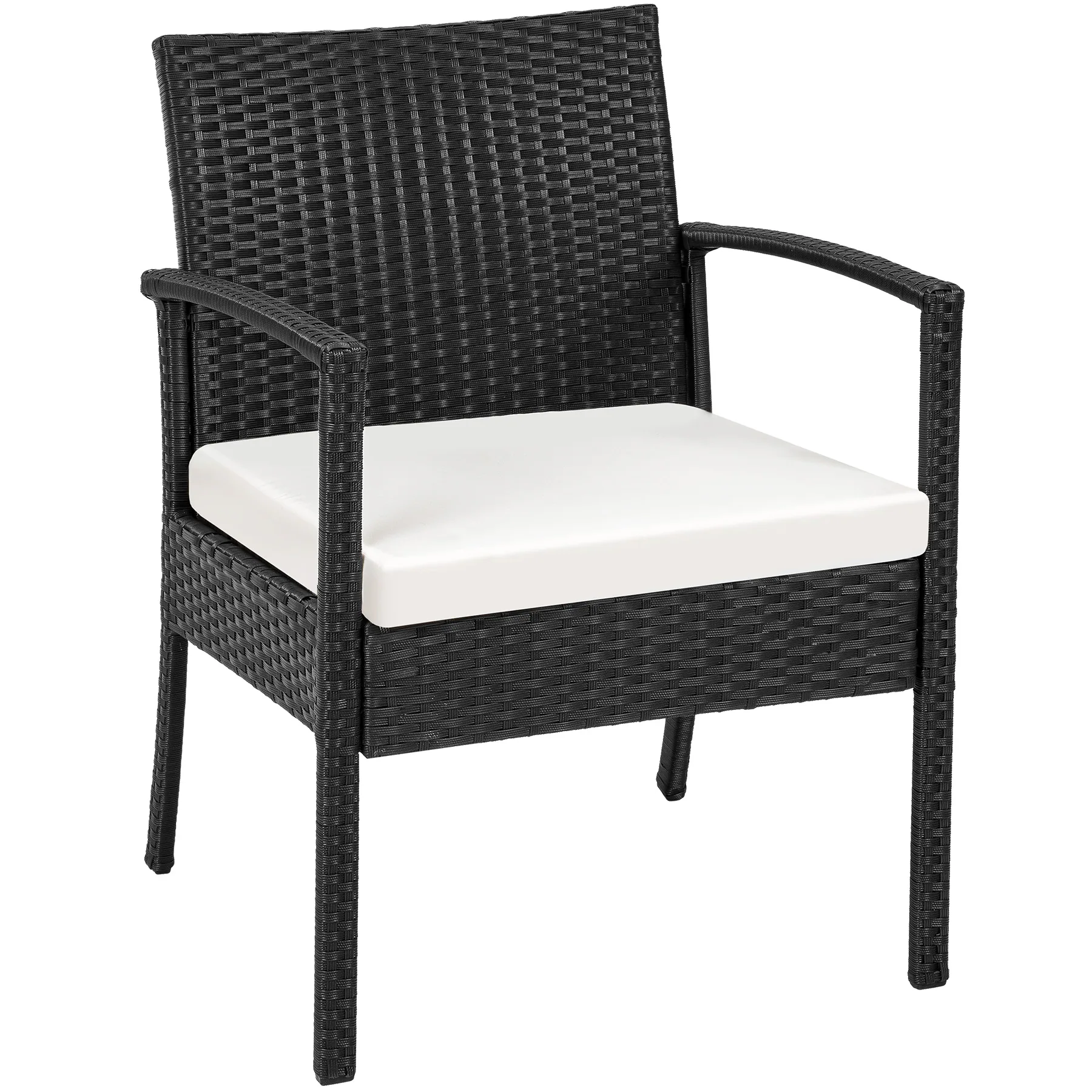 tectake® Rattan Sitzgruppe, für 4 Personen, UV-beständig, schlanke Gestelle