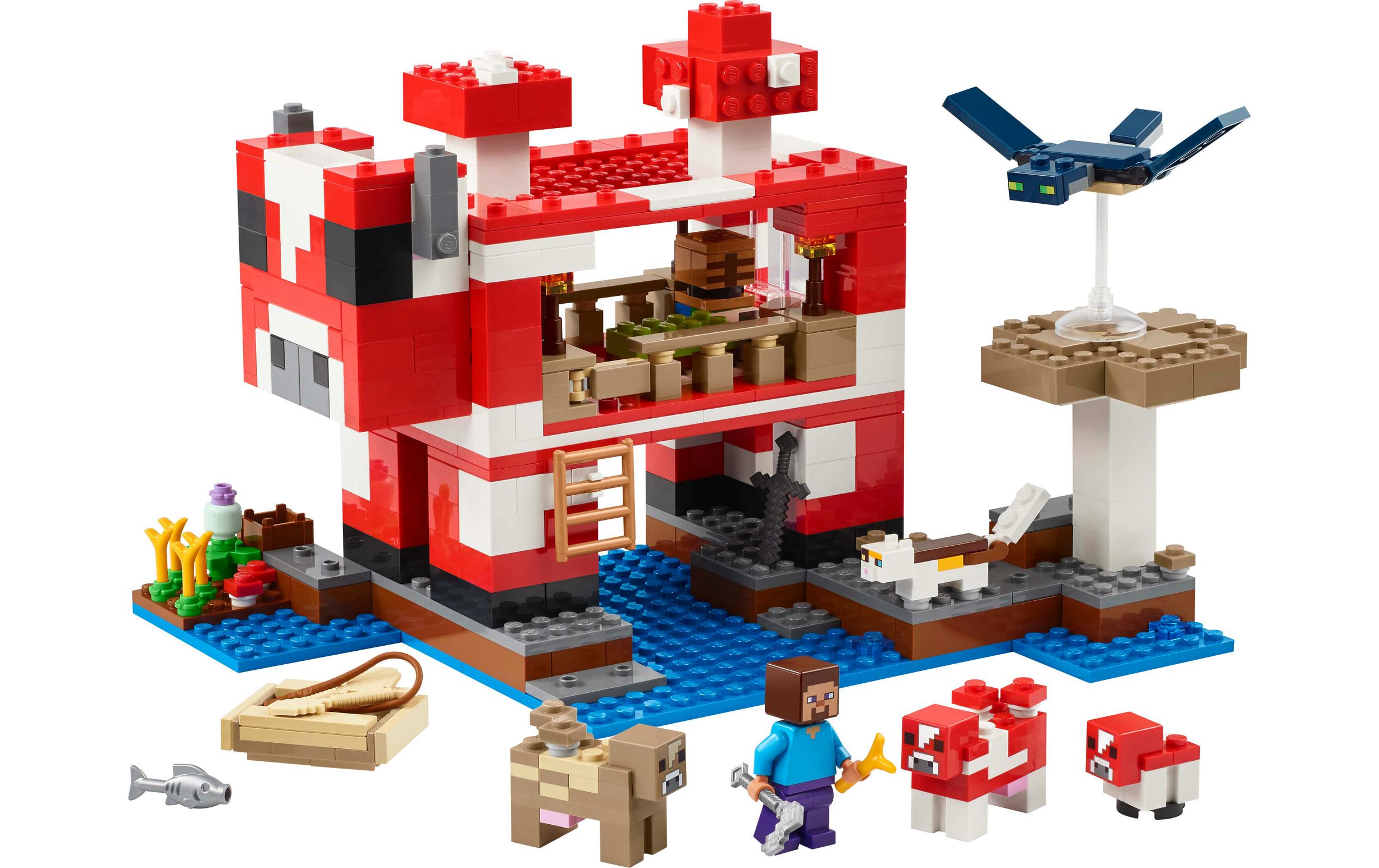 Minecraft Das Pilzkuh-Haus 21270Kreatives Bau-Set mit Gaming-Zubehör