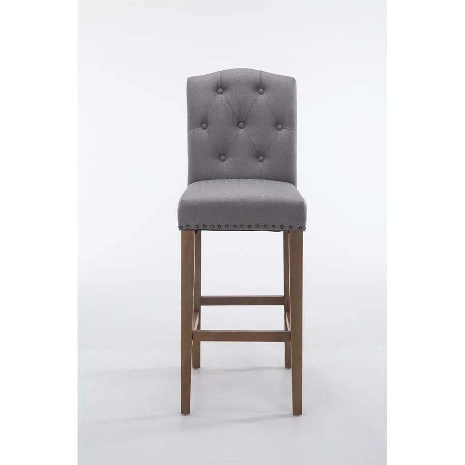 CLP Barkruk Louise antiek licht Frame - Stof - licht grijs